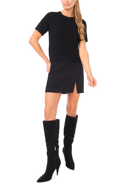 Halogenr Halogen(r) Short Sleeve Crewneck Sweater In Black