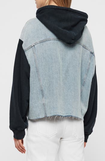 Milena Mixed Media Hooded Denim Jacket