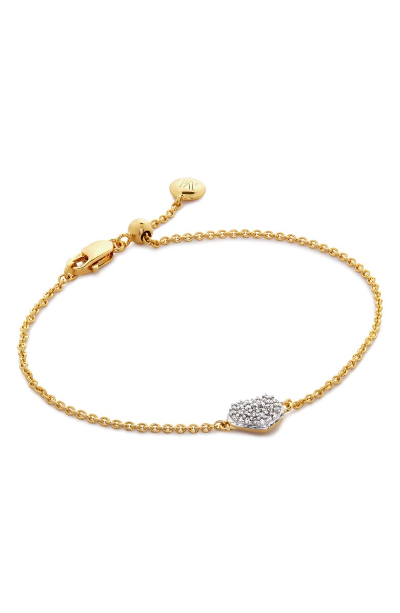 Monica Vinader Nura Mini Heart Diamond Bracelet, Main, color, Yellow Gold