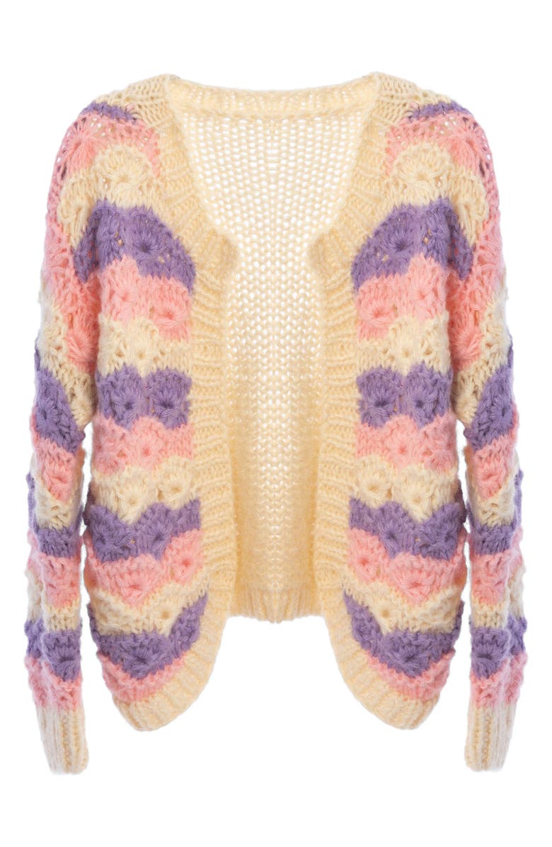 SAACHI Pastel Crochet Knit Cardigan, Alternate, color, Cream