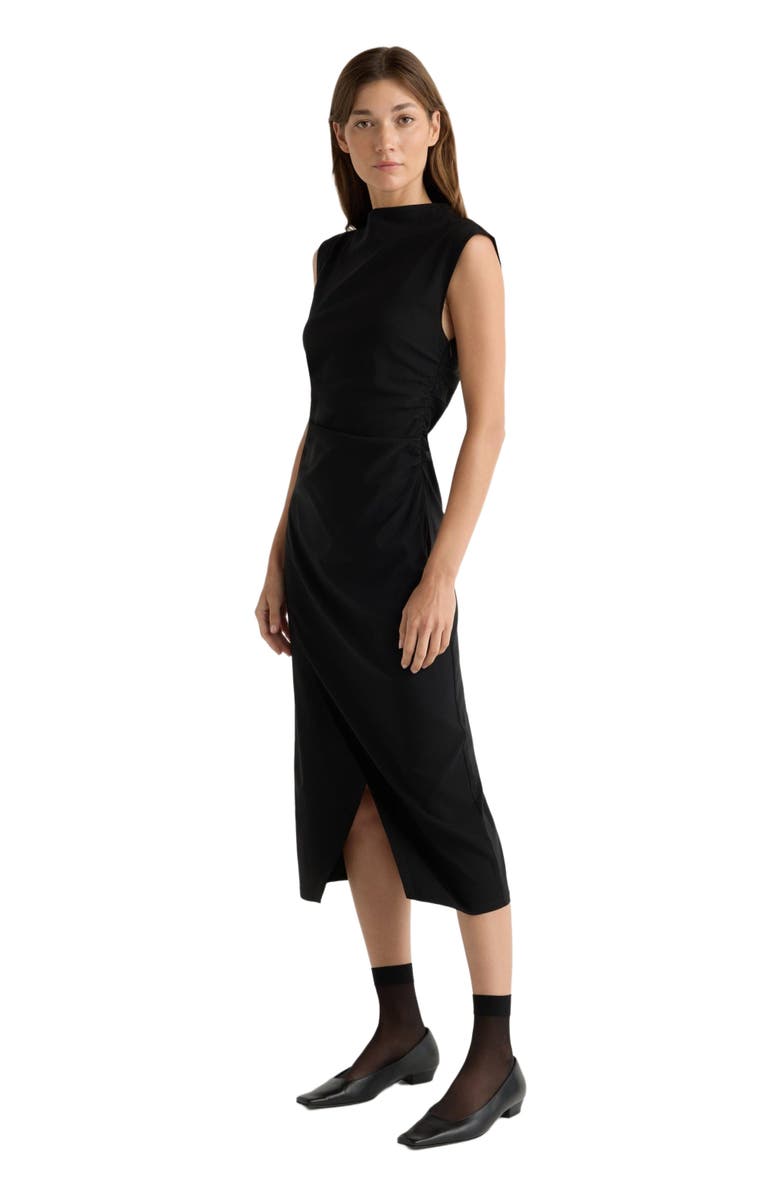 Modern Citizen Manon Asymmetric-Neck Ruched Dress, Main, color, Black