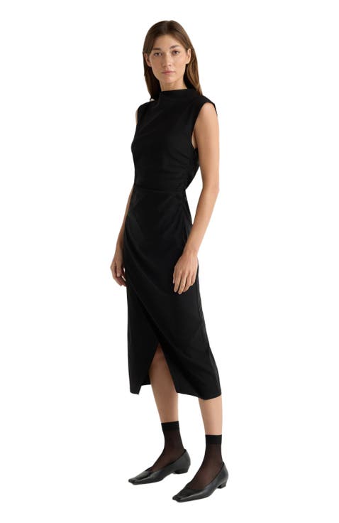 Manon Asymmetric-Neck Ruched Dress