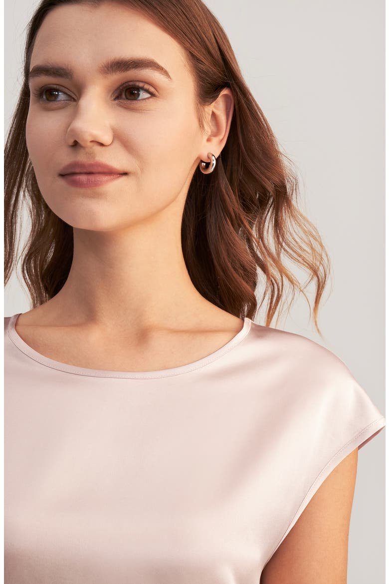 Women's Basic Cap Sleeves Silk Tee, Alternate, color, Pale Pink