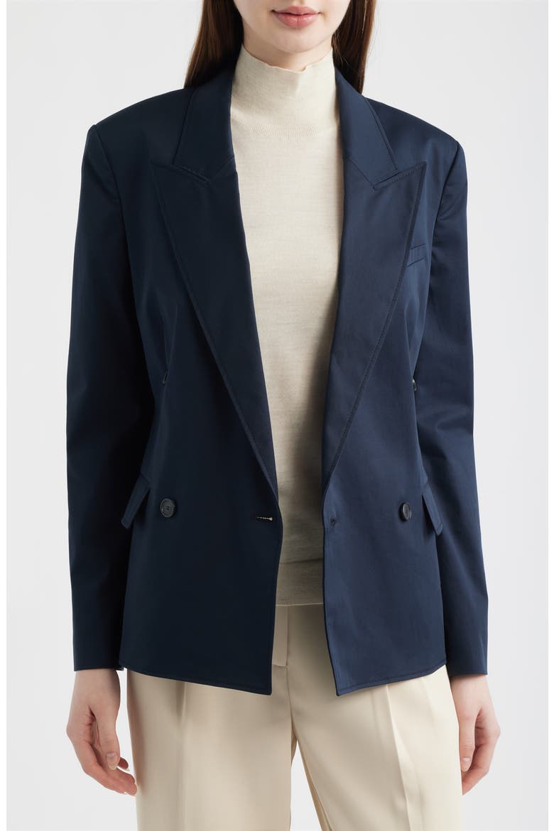 Jaleto Water Repellent Double Breasted Stretch Cotton Blazer, Alternate, color, SKY CAPTAIN