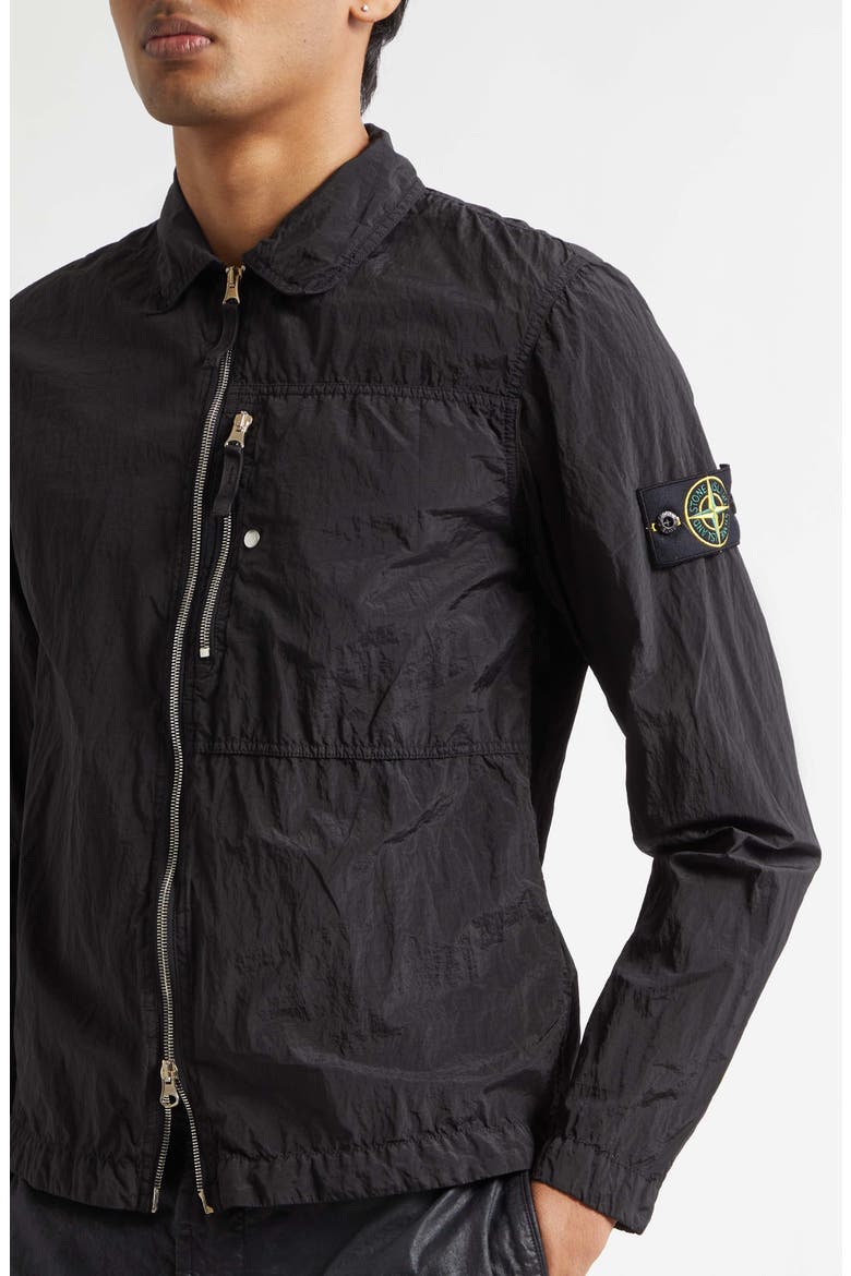 Regular Fit Coated Overshirt, Alternate, color, BLACK