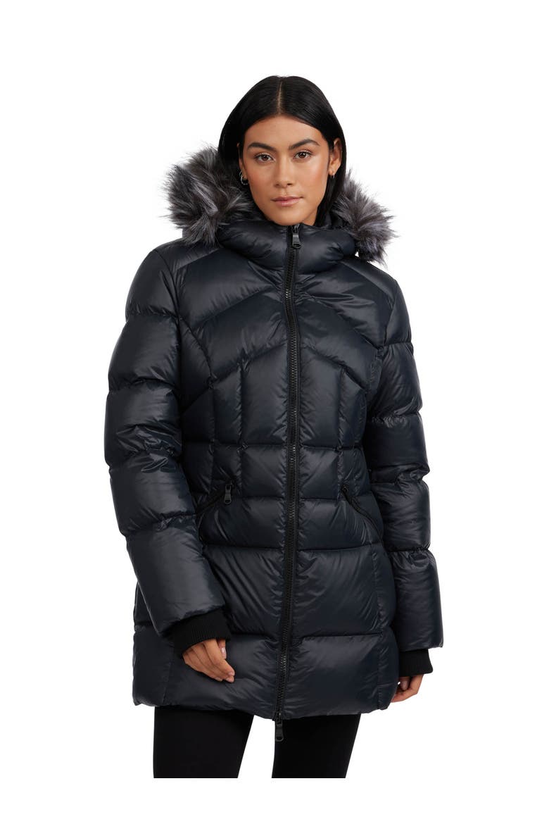 Women's Ares Fixed Hood Puffer with Fixed Bib, Main, color, Black