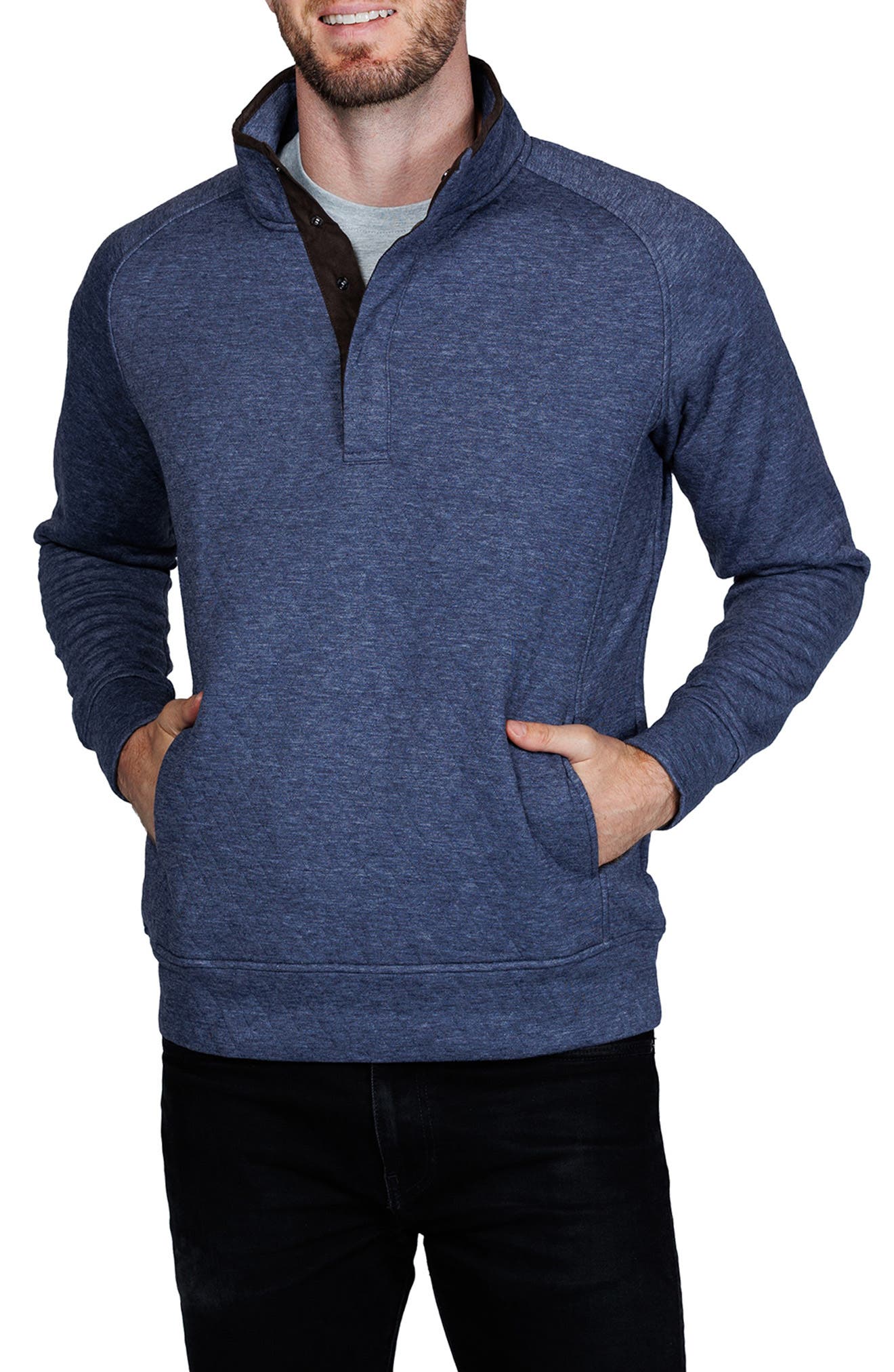 TailorByrd Hidden Snap Front Quilted Pullover