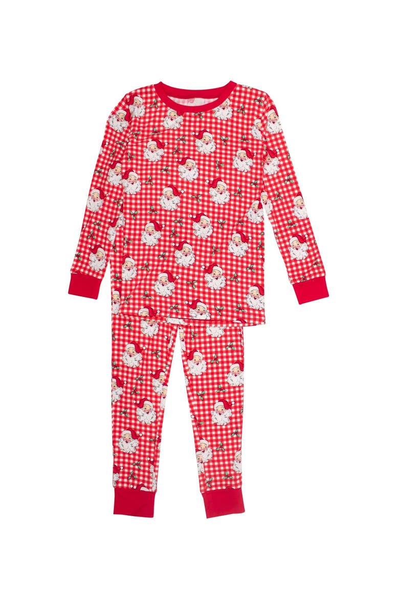 Long Sleeve Pajama Set, Main, color, Red Dear Santa