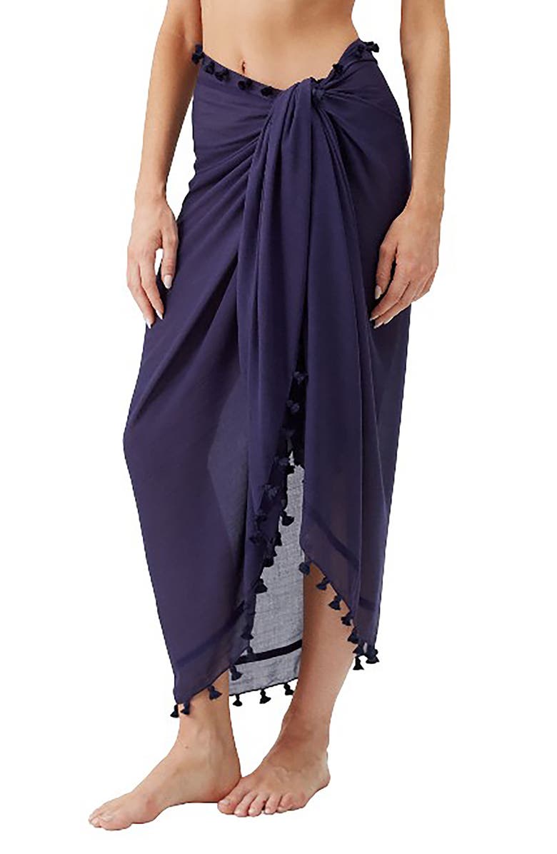 Melissa Odabash Tassel Cover-Up Pareo, Main, color, Navy