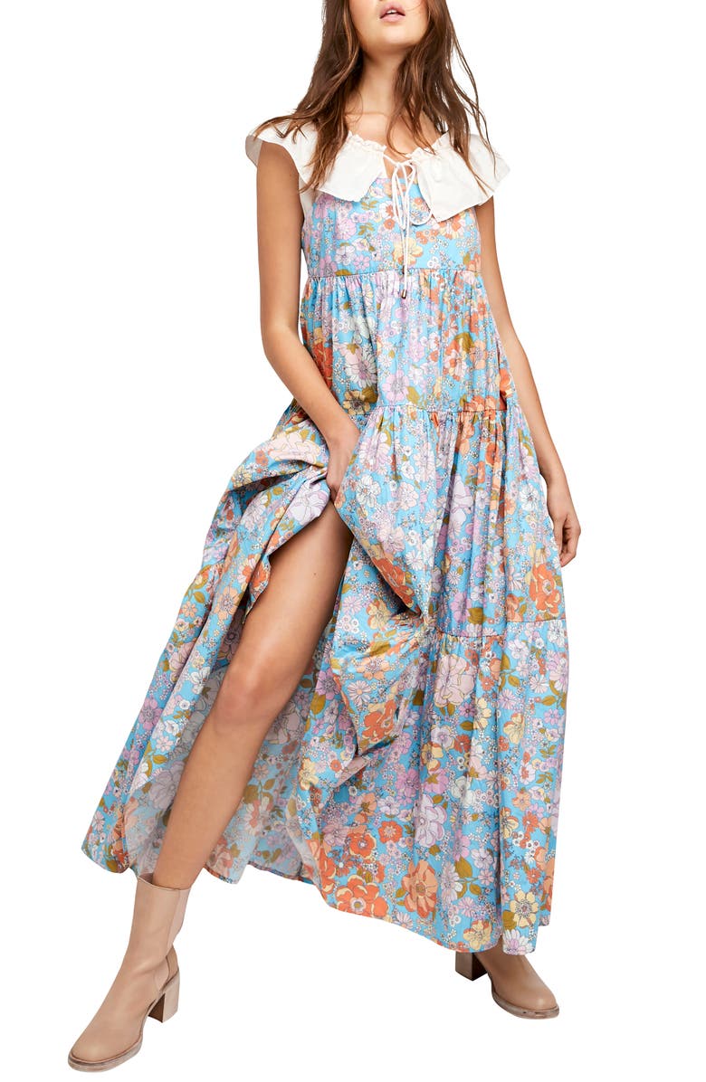 Free People Floral Maxi Sundress, Alternate, color, 