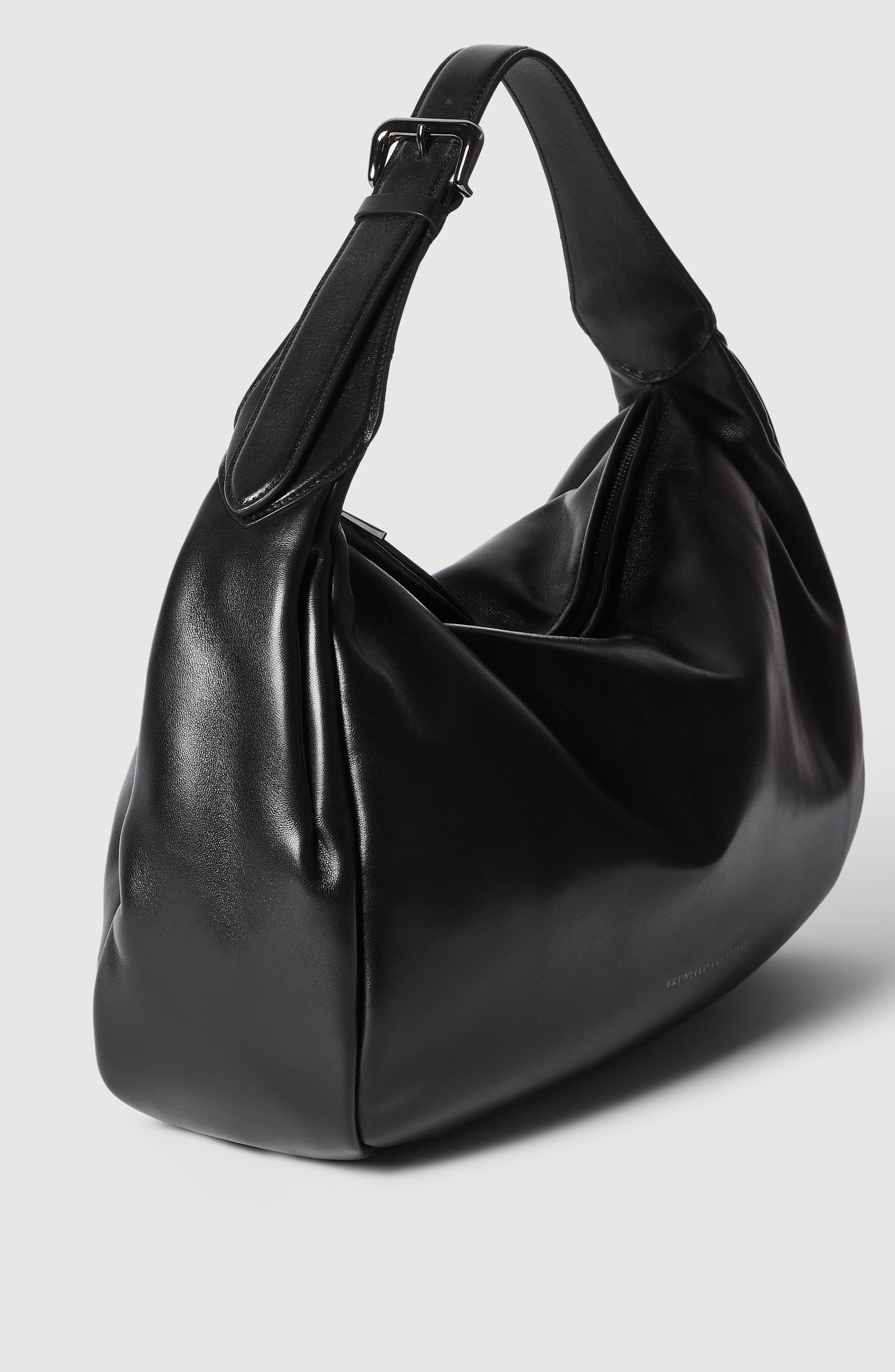 Boule hobo bag in nappa leather, Alternate, color, Black
