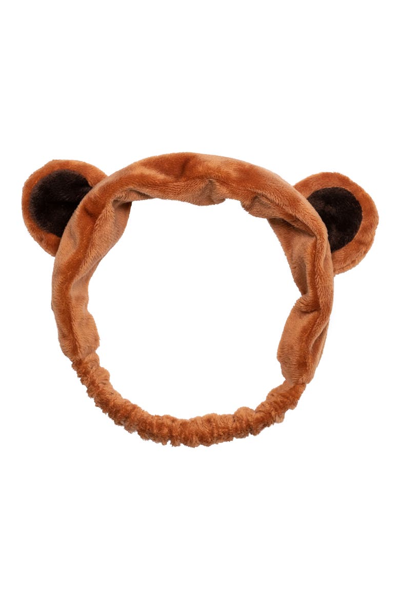 Brown Bear Facial Skin Care Headband, Main, color, BROWN