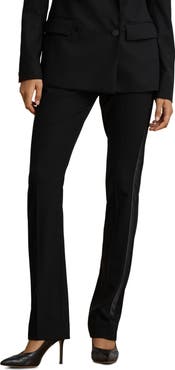 Lauren Ralph Lauren Satin-Trim Wool Crepe Straight Leg Pants