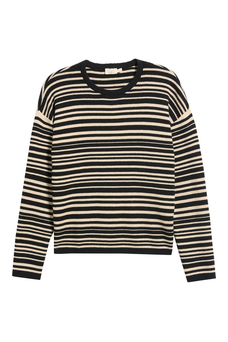Throwback Studio Stripe Cotton & Cashmere Sweater, Alternate, color, COASTAL COAL STRIPE
