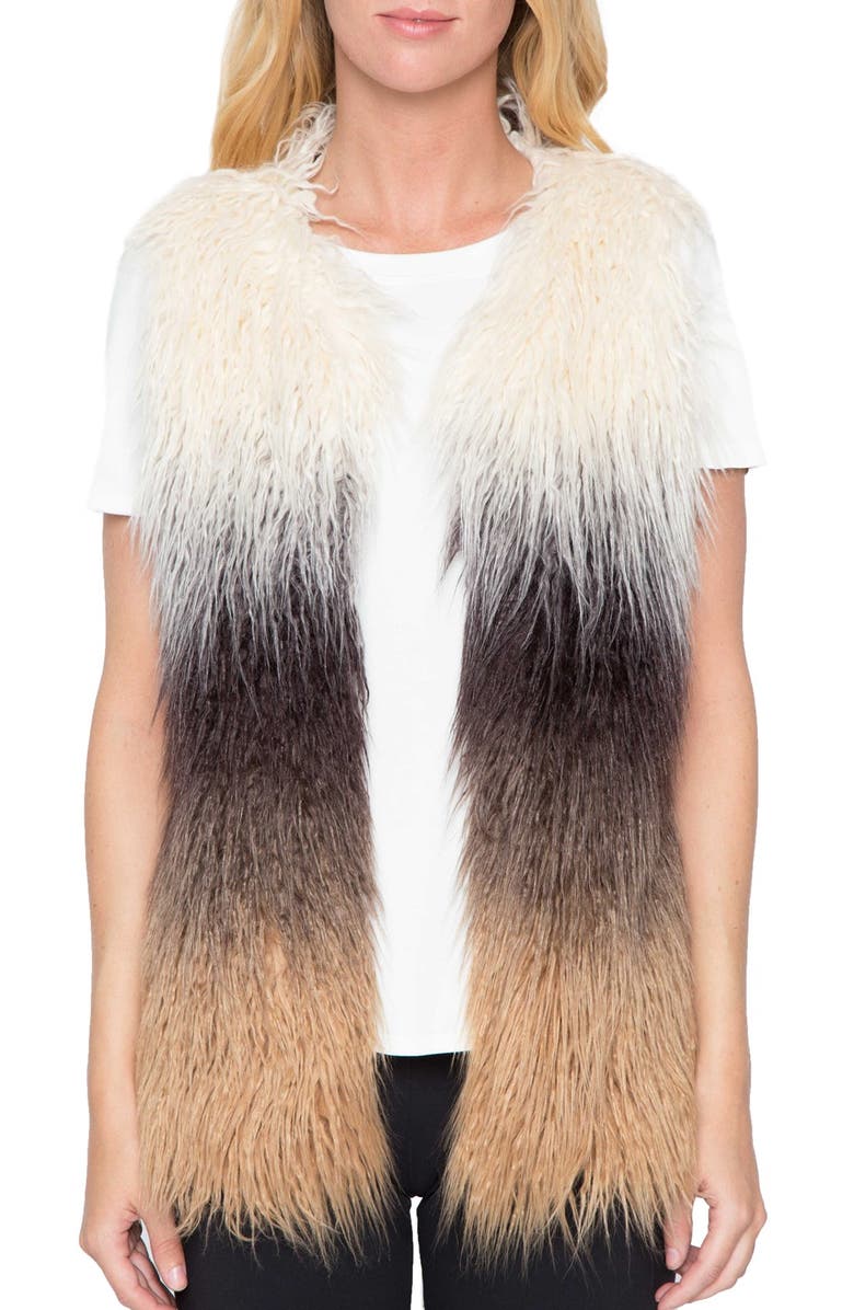 Willow & Clay Ombré Faux Fur Vest, Main, color, 