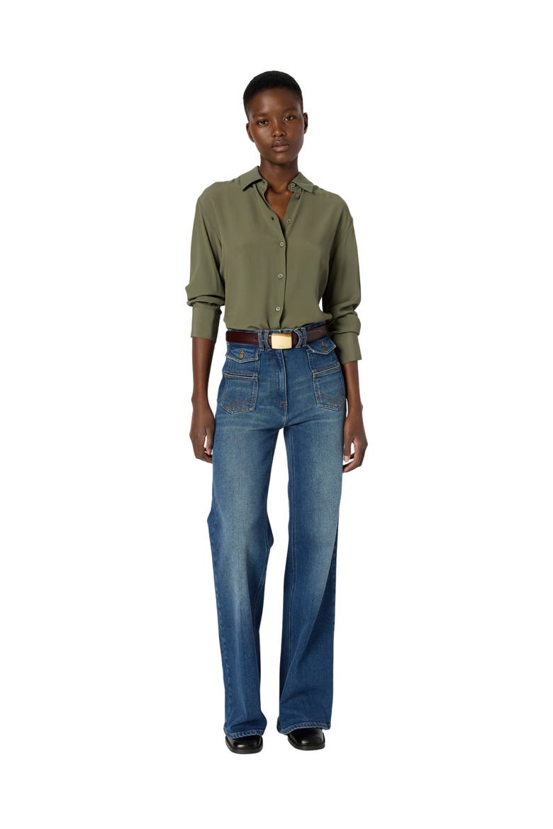 Agathe Long Sleeve Shirt, Alternate, color, Medium Khaki