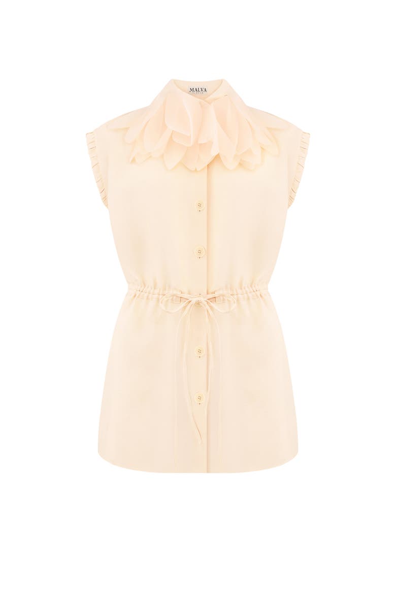 Drawstring-Waist Floral-Applique Blouse, Main, color, Light Apricot