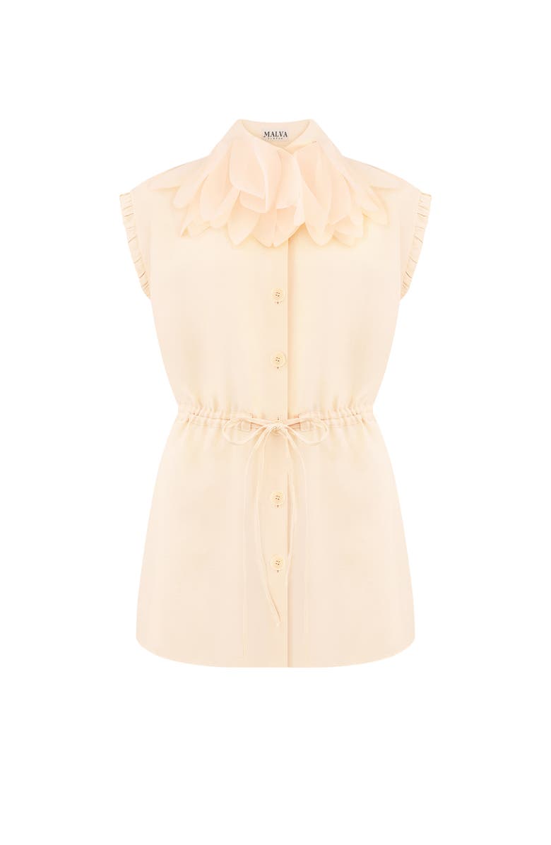 Malva Florea Drawstring-Waist Floral-Appliqu Blouse, Main, color, Light Apricot