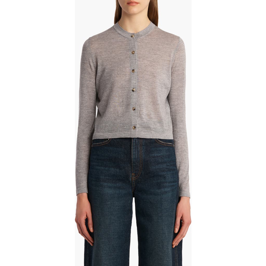 Khaite Brieta Merino Wool Blend Cardigan In Gray