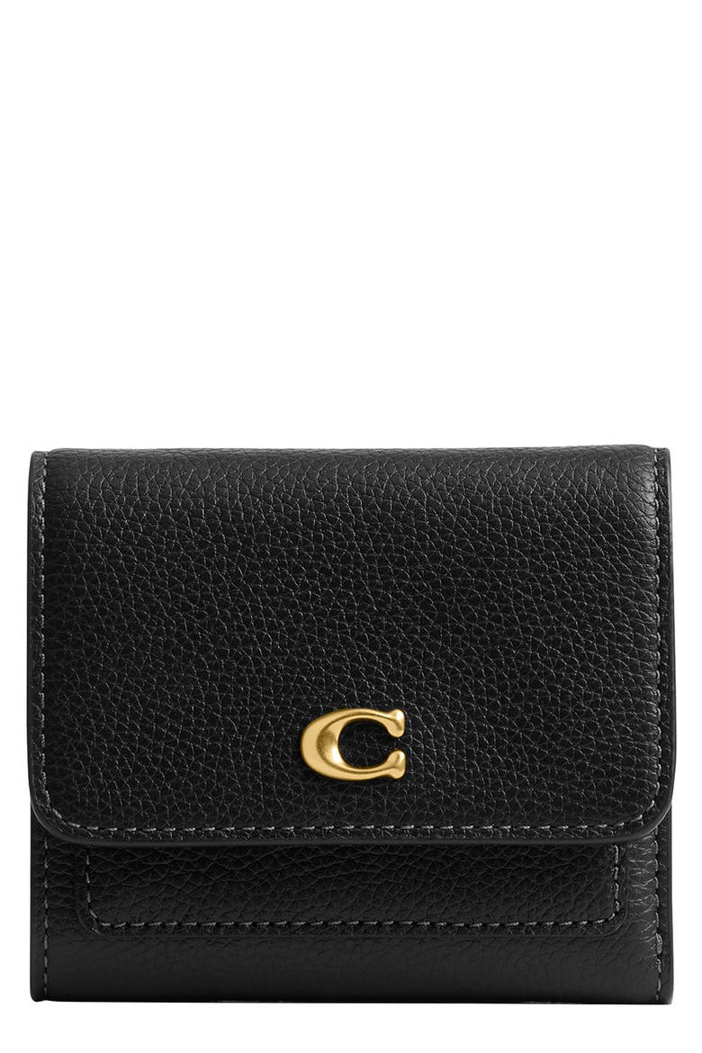 Essential Polished Pebble Leather Wallet, Main, color, B4/BLACK