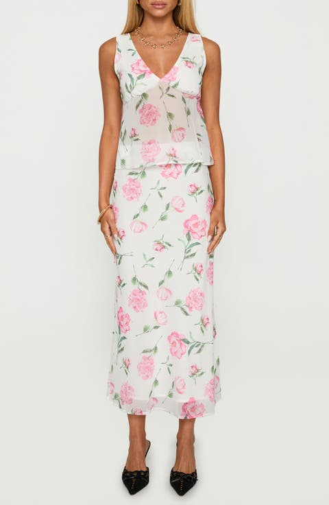 Stars Shine Floral Chiffon Top & Skirt Set