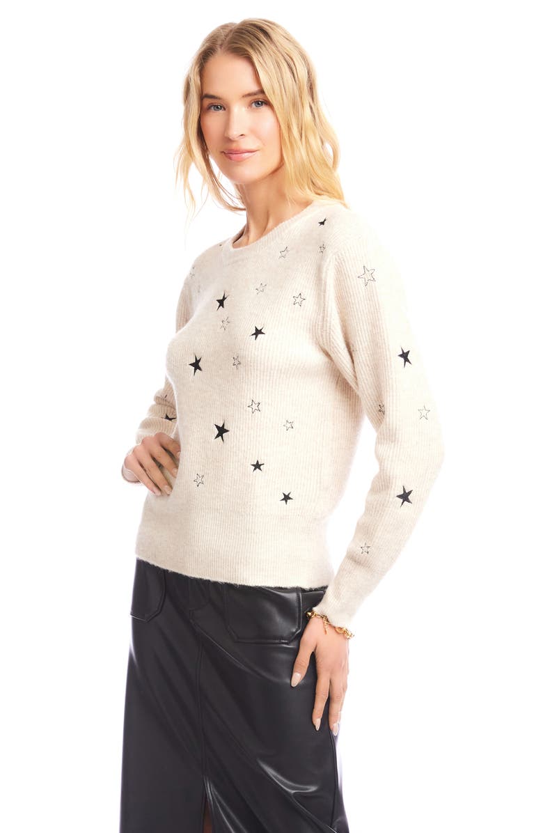 Karen Kane Embroidered Star Sweater, Alternate, color, Oatmeal