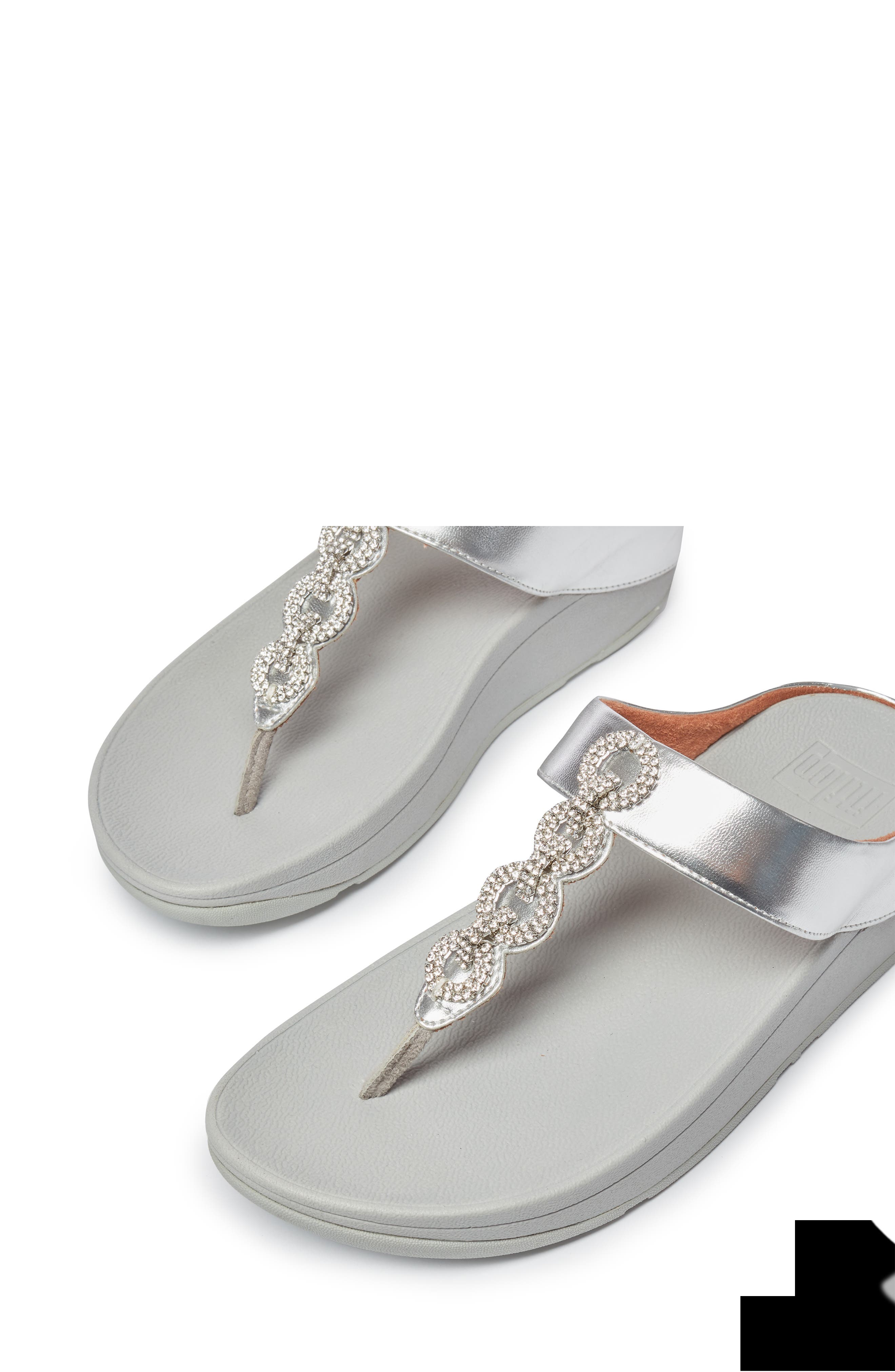 FitFlop Fino Crystal Embellished Thong Platform Sandal, Alternate, color, Silver