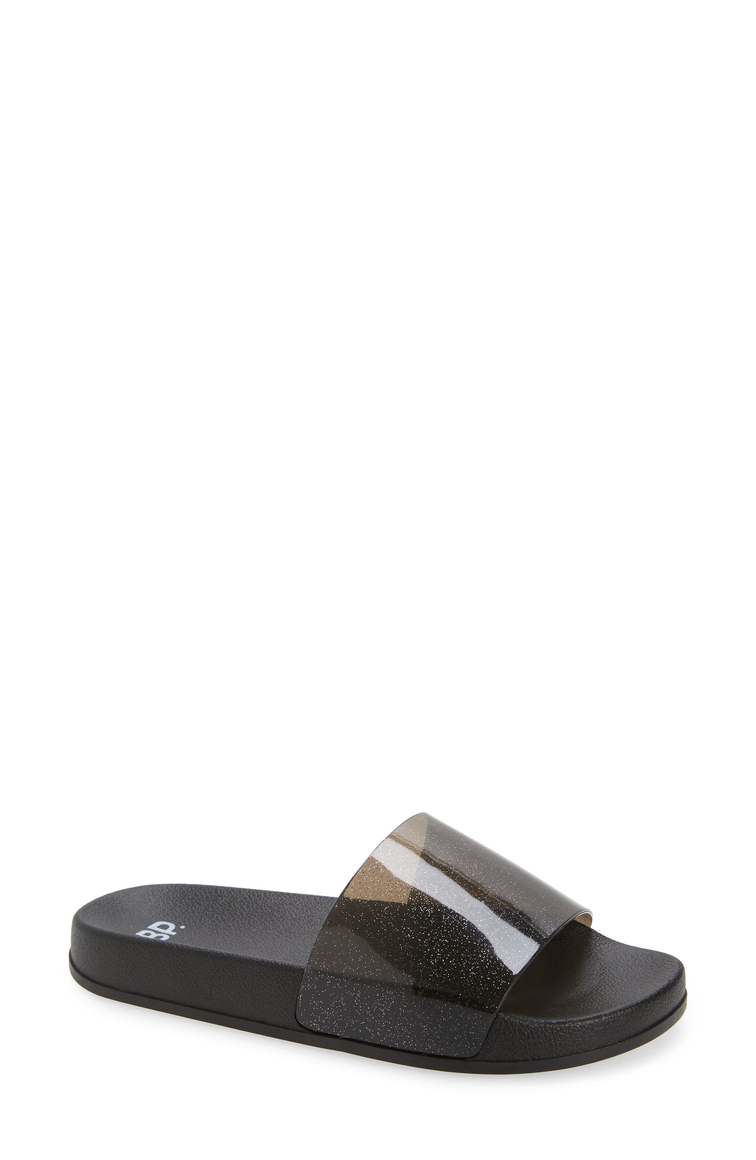 June Jelly Slide Sandal, Main, color, BLACK