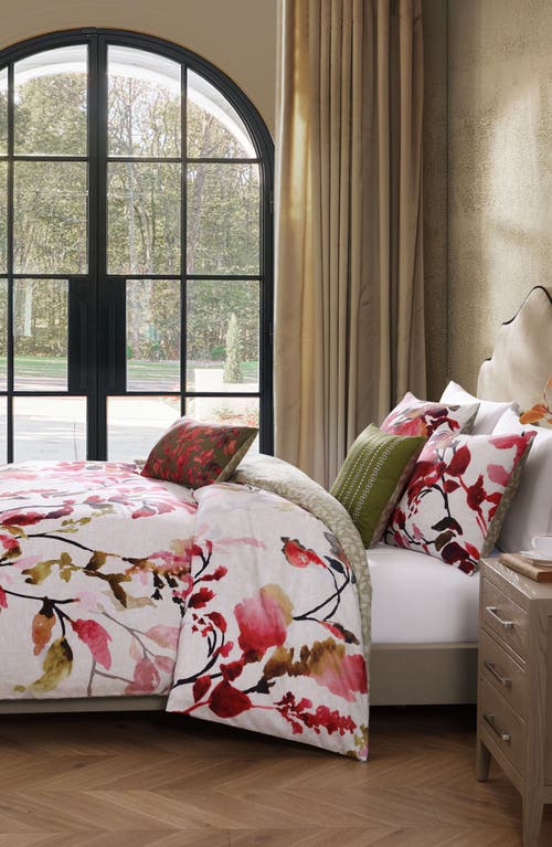 Bebejan 5-piece Leaves On Linen Reversible Comforter Set In Pink