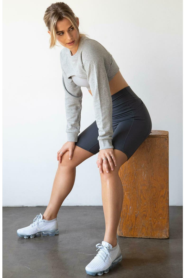Sport X Shrug Sweatshirt, Alternate, color, Heather Grey/White