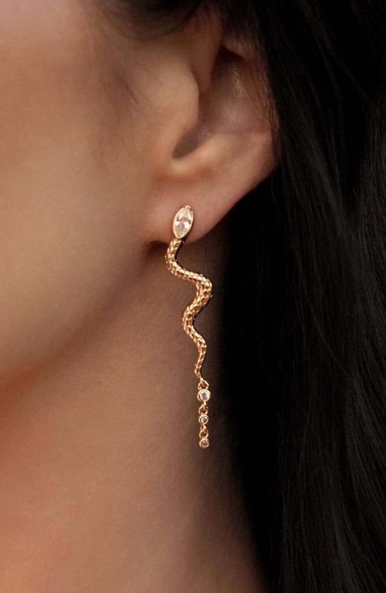 Ettika Serpentina Linear Earrings, Alternate, color, Gold