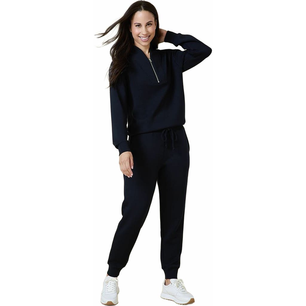 Softies Athleisure DreamTech 1/4 Zip Jogger Set in Black  product