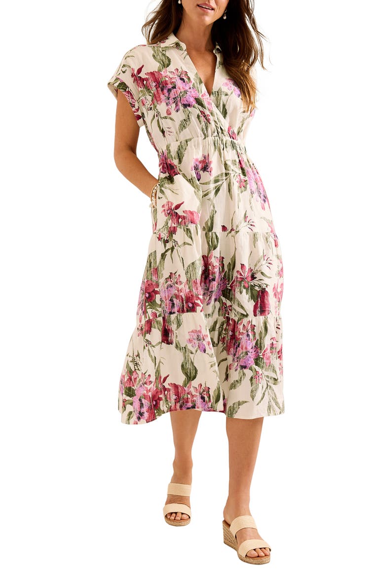 Orchid Isle Tiered Midi Dress, Main, color, COCONUT