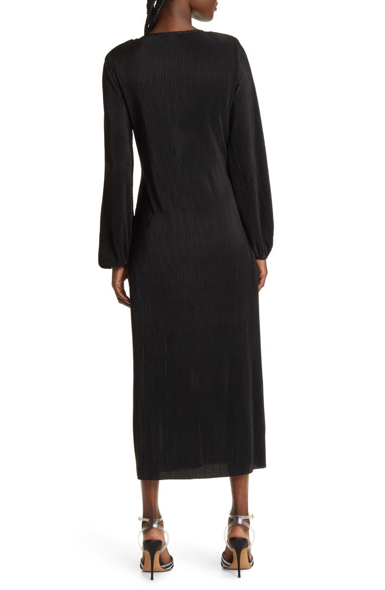 FLORET STUDIOS V-Neck Long Sleeve Plissé Midi Dress, Alternate, color, 