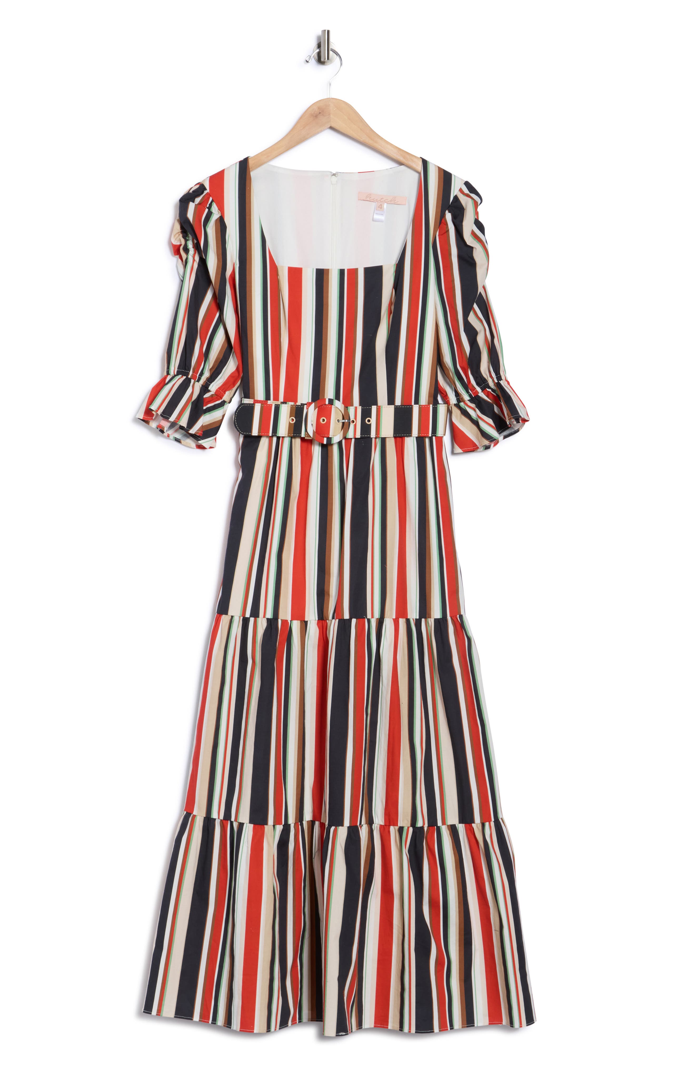 Arlo Stripe Short Sleeve Cotton Blend Tiered Dress