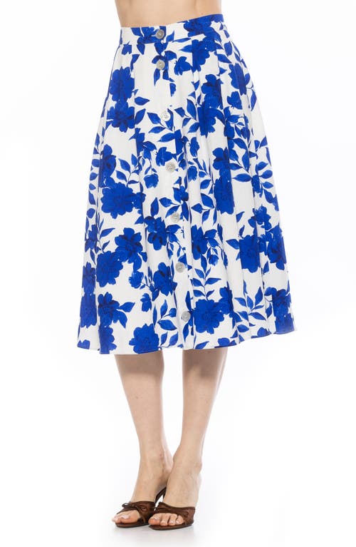 Alexia Admor Maya Midi Skirt In Blue Floral