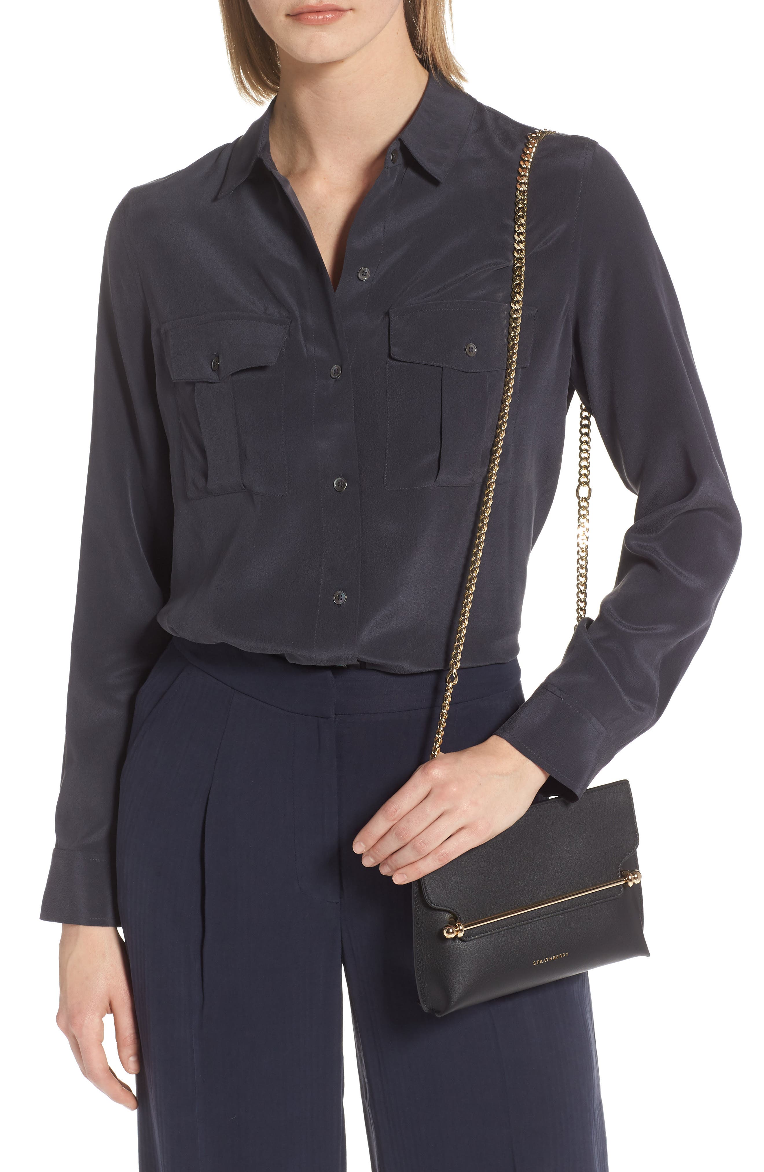 Strathberry Mini Stylist Calfskin Leather Convertible Clutch, Alternate, color, 