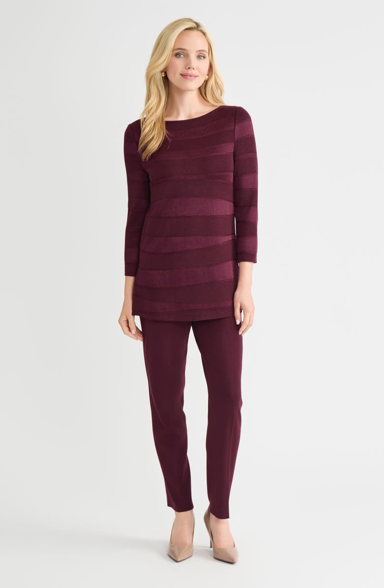 Misook Tonal Stripe Tunic, Alternate, color, Sangria