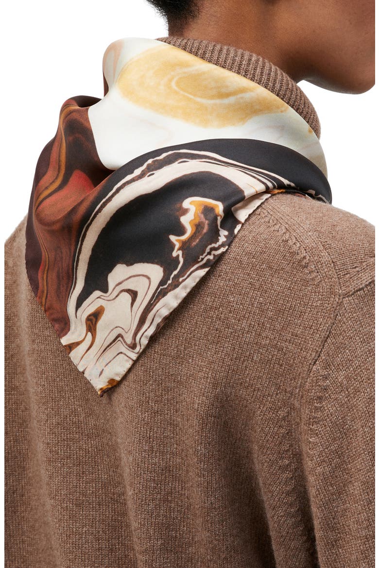 Icon Geode Print Silk Scarf, Alternate, color, BURNT CINNAMON MULTI