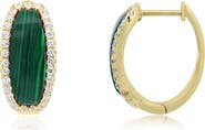 The Lovery Fine Jewelry Malachite CZ Oval Hoop Earrings