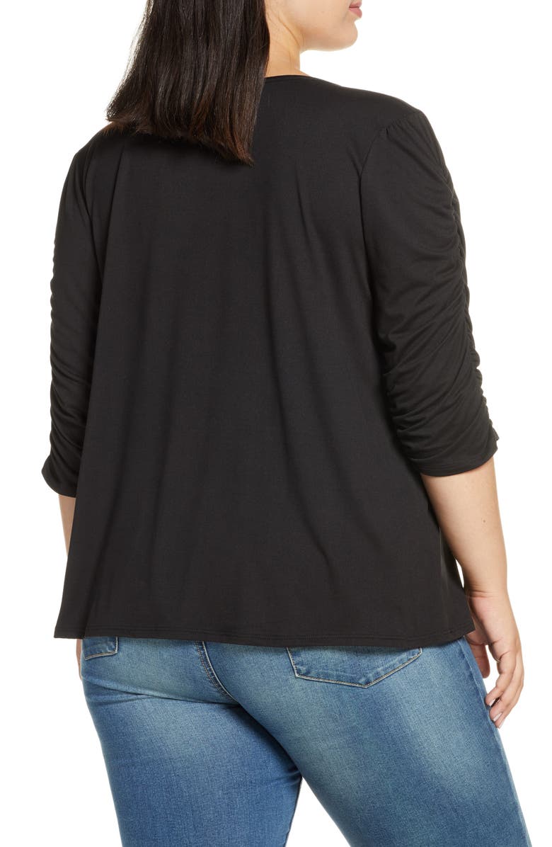 Kiyonna Reverie Ruched Sleeve Top, Alternate, color, 