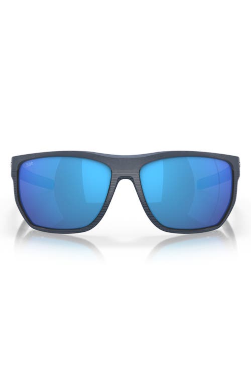 Costa Del Mar Santiago 63mm Oversize Polarized Rectangular Sunglasses in Blue Mirror 