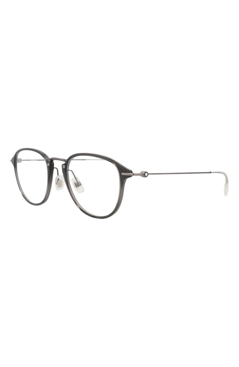 Montblanc 51mm Round Optical Glasses, Alternate, color, Grey Ruthenium Transparent
