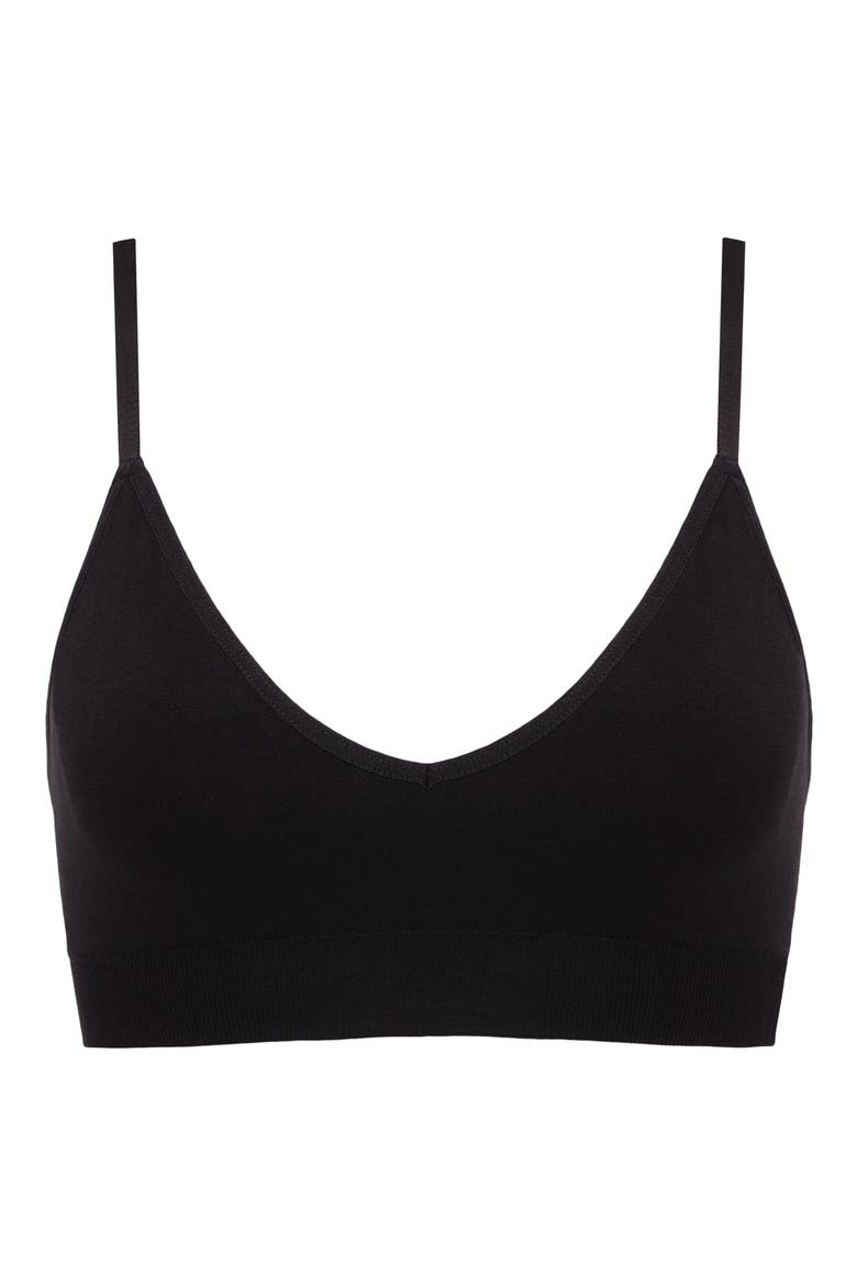 Minimalist V-Neck Bralette, Alternate, color, BLACK