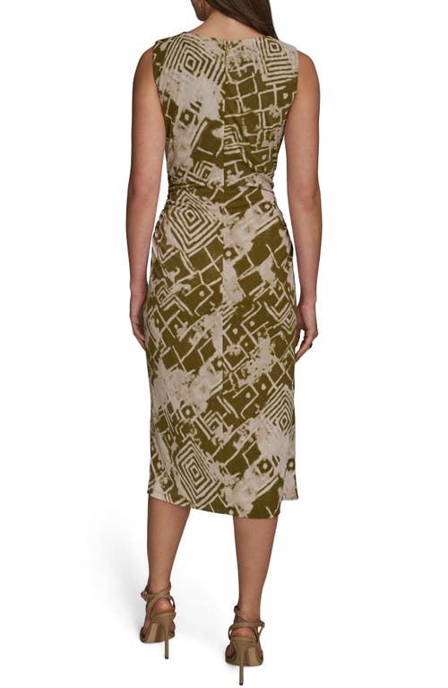 Donna Karan New York Print Sleeveless Midi Dress In Green