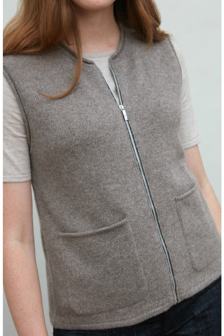Lambswool Zip Neck Knitted Gilet, Alternate, color, Vole