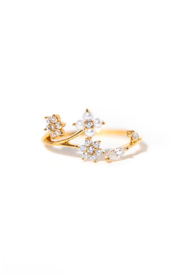 Wispy Adjustable Cubic Zirconia Ring, Alternate, color, GOLD