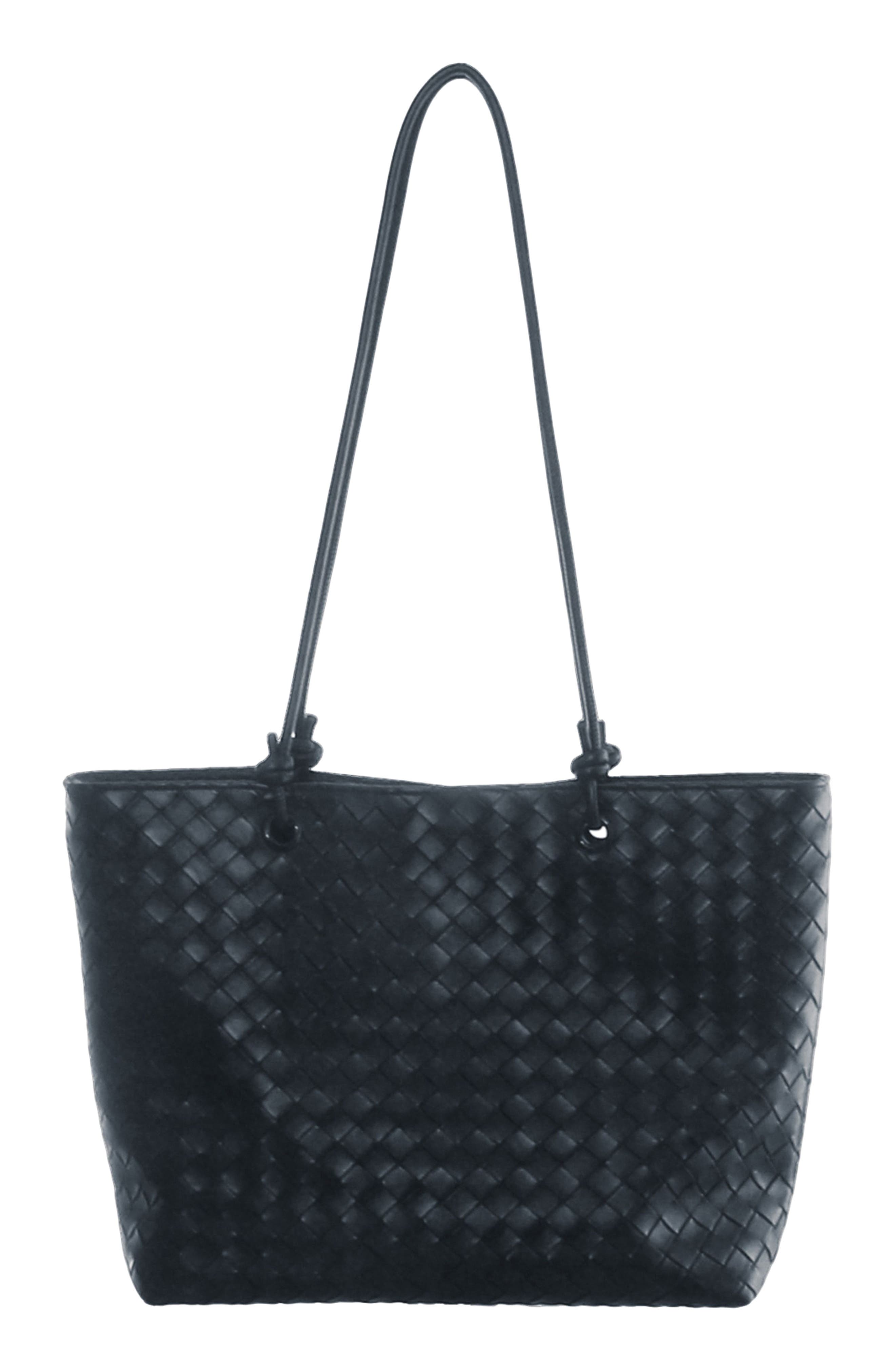 Woven Faux Leather Tote