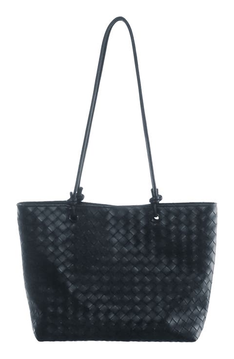 Woven Faux Leather Tote