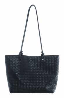 Woven Faux Leather Tote